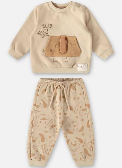 Imagem de Conjunto Infantil Menino Moletom Hello Hello Bege Up Baby