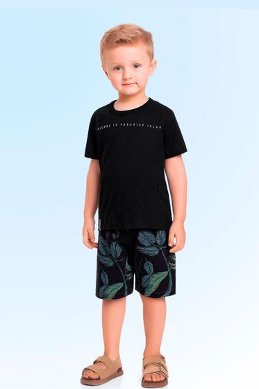 Imagem de Conjunto Infantil Menino Paradise Island Fakini - Preto - 03