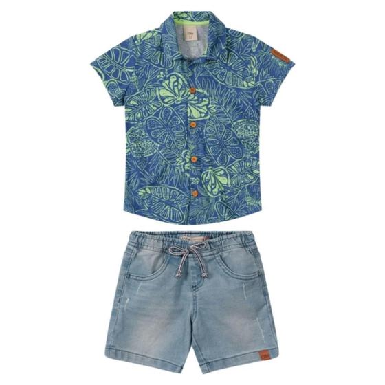 Imagem de Conjunto Infantil Menino Polo E Bermuda Jeans Carinhoso Kids - MALWEE