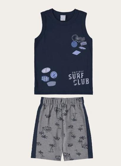 Imagem de Conjunto Infantil Menino Regata e Bermuda em Moletinho Leve Pacific Surf Club - Malwee Kids