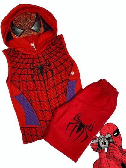 Imagem de Conjunto Infantil Menino Regata e Shorts Personagem Homem Aranha