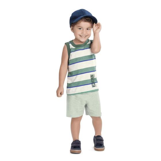 Imagem de Conjunto Infantil Menino Roupa Camiseta Regata Bermuda Elian Verão