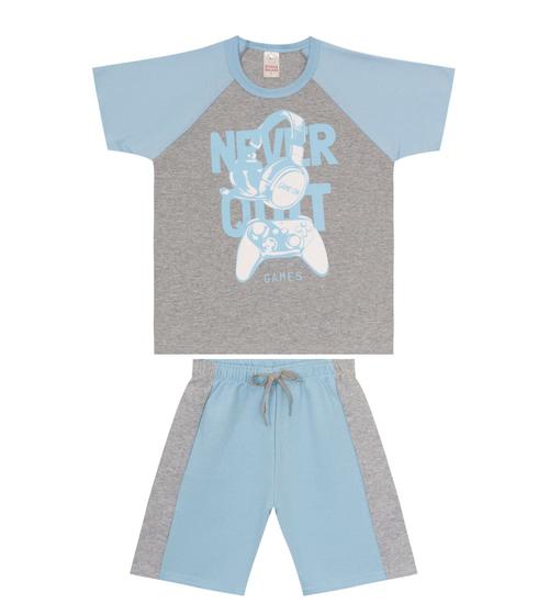 Imagem de Conjunto Infantil Menino Sheila Malhas Azul