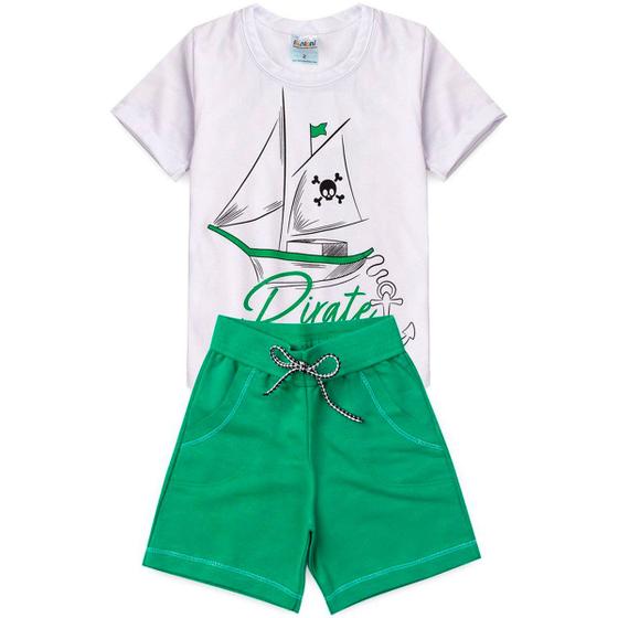 Imagem de Conjunto Infantil Menino Short Camiseta Pirata Tamanh 1 Ao 3