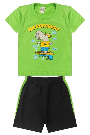 Imagem de Conjunto Infantil Menino Verão Camiseta Manga e Bermuda Moletinho