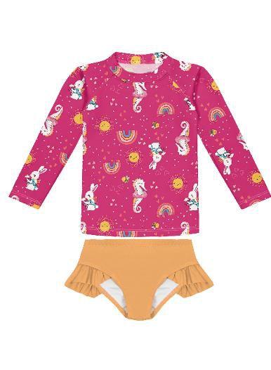 Imagem de Conjunto Infantil Moda Praia e Piscina Menina Proteção UV 50+ Roupa de Praia e Piscina Infantil