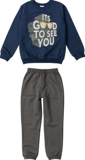 Imagem de Conjunto Infantil Moletom Cinza e Azul Marinho - Malwee