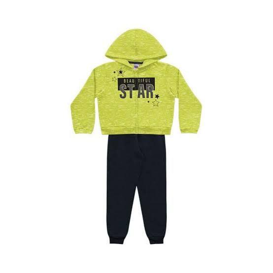 Imagem de Conjunto Infantil Moletom Kiko E Kika Neon Com Capuz Ziper Moda Inverno Quentinho Jaqueta E Calça