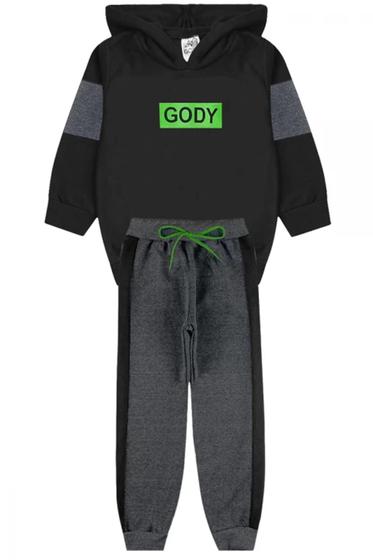 Imagem de Conjunto infantil moletom menino gody com capuz preto