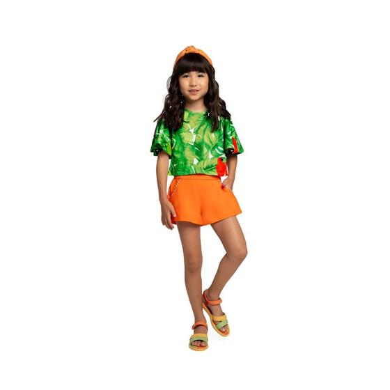 Imagem de Conjunto Infantil Nanai Cropped Algodão Short Malha Trabalhada