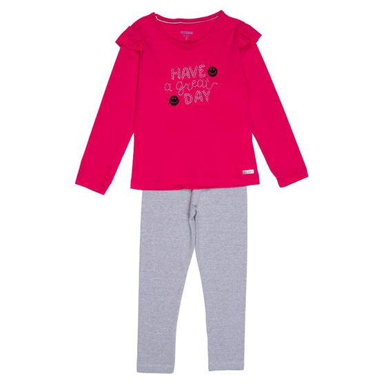 Imagem de Conjunto Infantil Pitiska Menina Babados Pedrarias Pink/Cinza