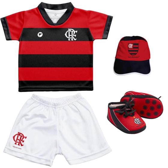 Imagem de Conjunto Infantil Torcida Baby Flamengo Camisa + Calção + Boné + Chuteira