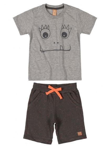 Imagem de Conjunto Infantil Up Baby Camiseta Curta Bermuda Malha Cinza