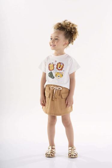 Imagem de Conjunto Infantil Up baby Verão Shorts Saia e Blusa Animais Zoo