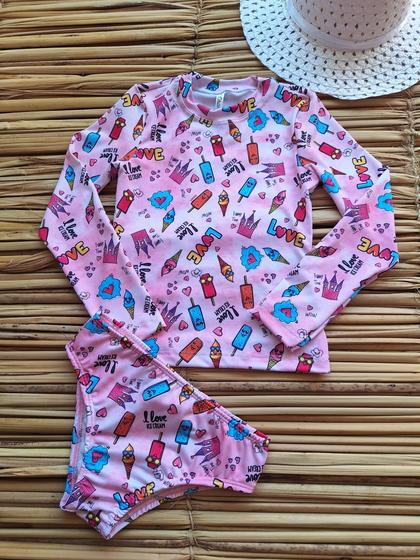 Imagem de Conjunto infantil UV50+ feminino (blusa + calcinha)