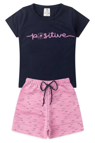 Imagem de Conjunto Infantil Verão Menina Positive! - Azul Marinho