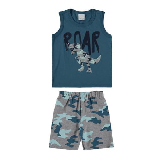 Imagem de Conjunto Infantil Verão Menino Estampado Dinossauro Meia Malha - Malwee Kids