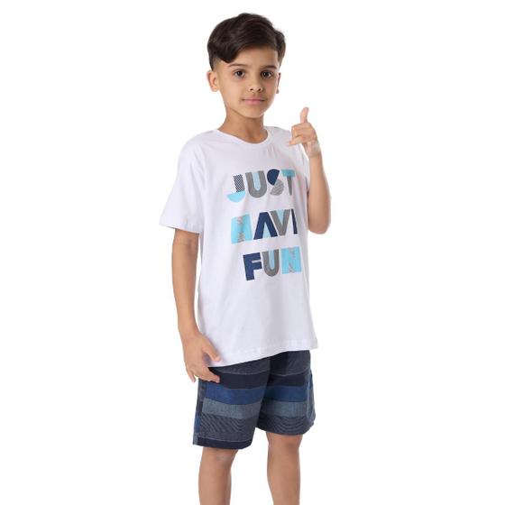 Imagem de Conjunto Infantil Verão Menino Shorts E Camiseta Marinho Fun