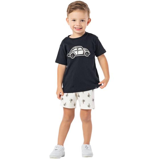 Imagem de Conjunto Infantil Verão Menino Shorts E Camiseta Preto Fusca