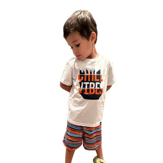 Imagem de Conjunto Infantil Verão Menino Shorts E Camiseta Vibes