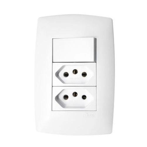 Imagem de Conjunto interruptor 10a  2tom 2p t 20a- 4x2 br sleek margirius