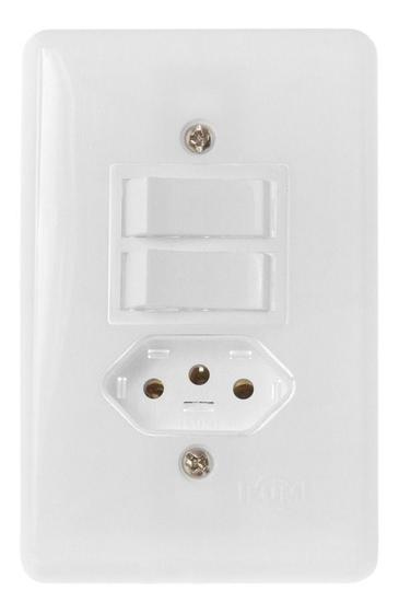 Imagem de Conjunto Interruptor Duplo + 1 Tomada 10a Stylus Ilumi