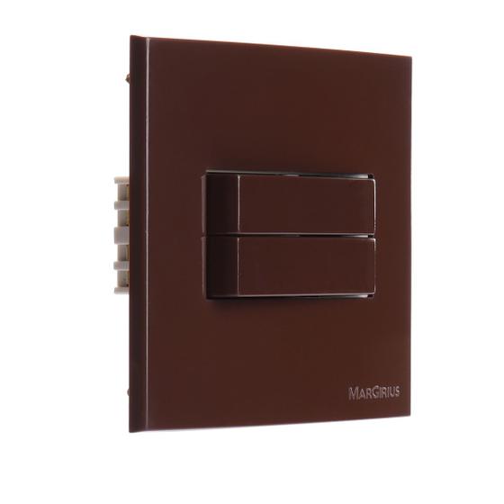 Imagem de Conjunto Interruptor Duplo 2 em 1 Simples 70x70 para Movel planejado MDF DRYWALL  Sleek Marrom Margirius