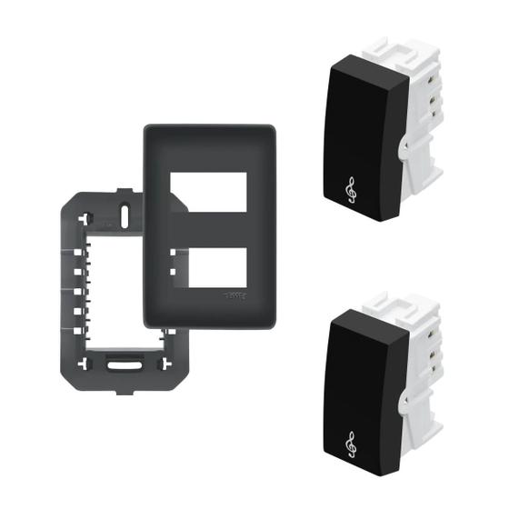 Imagem de Conjunto Interruptor Duplo Campainha Pulsador Fame Habitat Black
