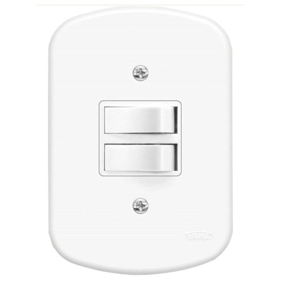 Imagem de Conjunto Interruptor Duplo Paralelo 4x2 Completo Fame Blanc