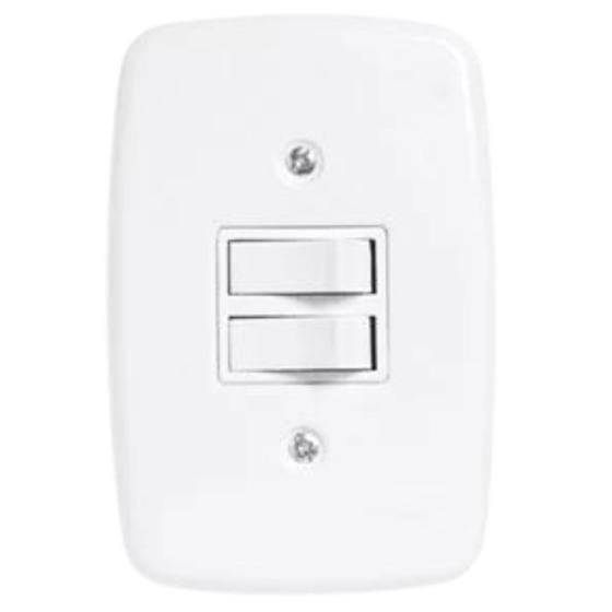 Imagem de Conjunto Interruptor Duplo Simples Pluzie Linha Ideale Apagador de Luz