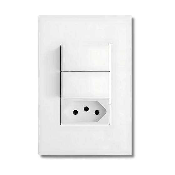 Imagem de Conjunto Interruptor duplo simples + Tomada 10A Recta - B.lux