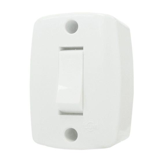 Imagem de Conjunto Interruptor Simples de Sobrepor Retangular Branco 6A 250V Ilumi