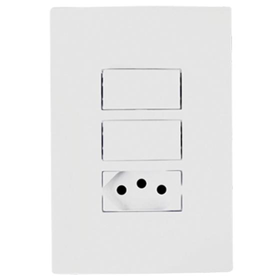 Imagem de Conjunto Interruptor Simples Duplo Com Tomada 10A I9 Ilumi