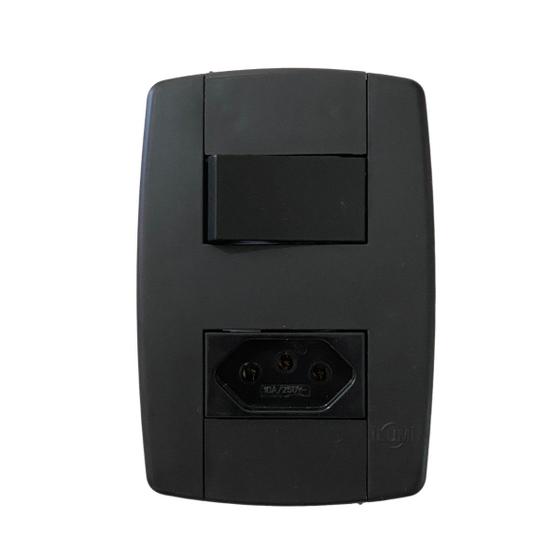 Imagem de Conjunto Interruptor Simples + Tomada 10A 250V 4x2 Preta