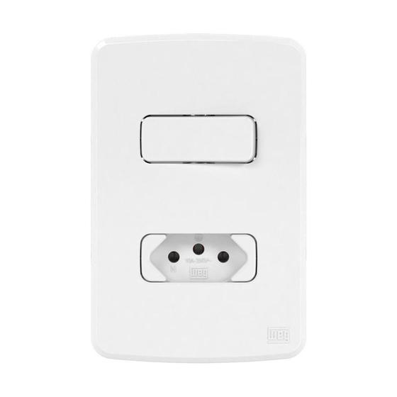 Imagem de Conjunto Interruptor Simples + Tomada 10A 4X2 Composé Branco - Weg
