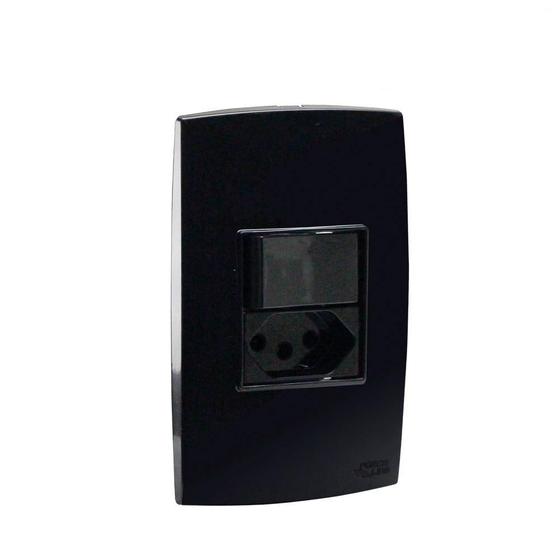 Imagem de Conjunto Interruptor Simples + Tomada 10A Preto Force Line