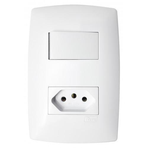 Imagem de Conjunto Interruptor Simples + Tomada 20A 4X2 - Branco