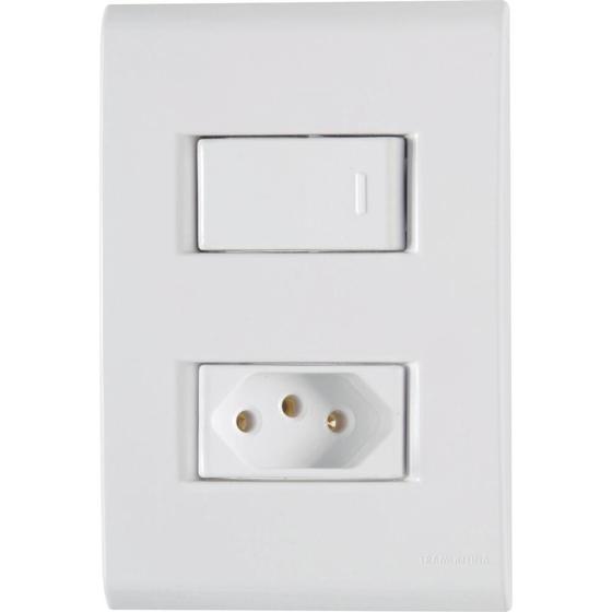Imagem de Conjunto Interruptor Simples + Tomada 2P+T 10A 250V Branco Liz Tramontina - Tramontina Elétrica
