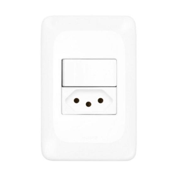 Imagem de Conjunto Interruptor Simples +tomada 2p+t 10a 4x2 - Pial Pop