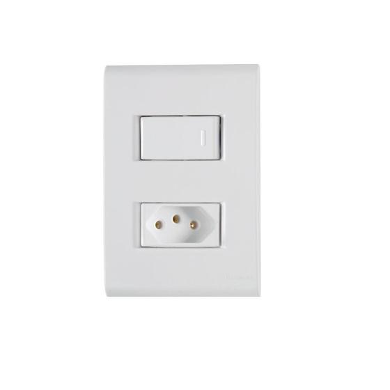 Imagem de Conjunto Interruptor Simples + Tomada 2P+T 10A 4x2 Tramontina Liz
