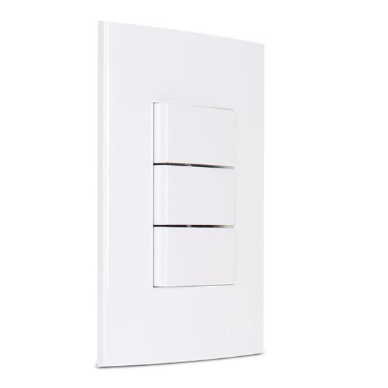 Imagem de Conjunto Interruptor Simples Triplo Modular Branco Sleek Margirius