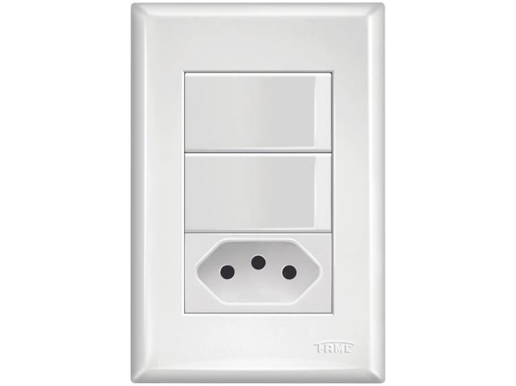 Conjunto Interruptor Triplo 10A e Tomada Menor preço em Conjunto Interruptor Triplo 10A e Tomada