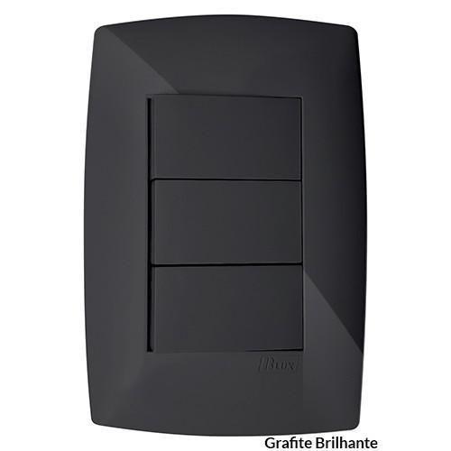 Imagem de Conjunto Interruptor Triplo Paralelo 4X2 - Blux Home Grafite