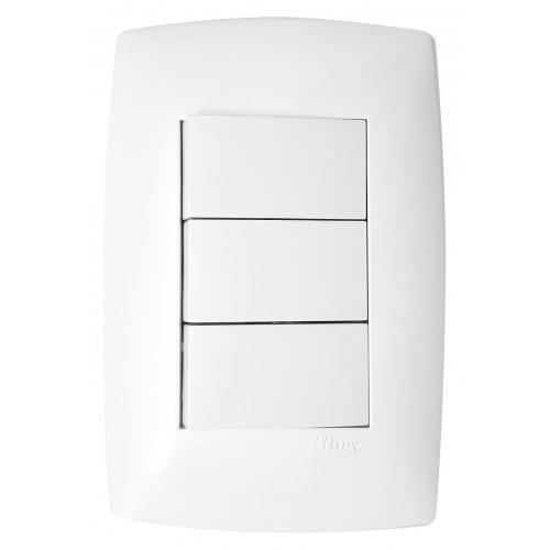 Imagem de Conjunto Interruptor Triplo Simples 4X2 - Blux Home Branco -