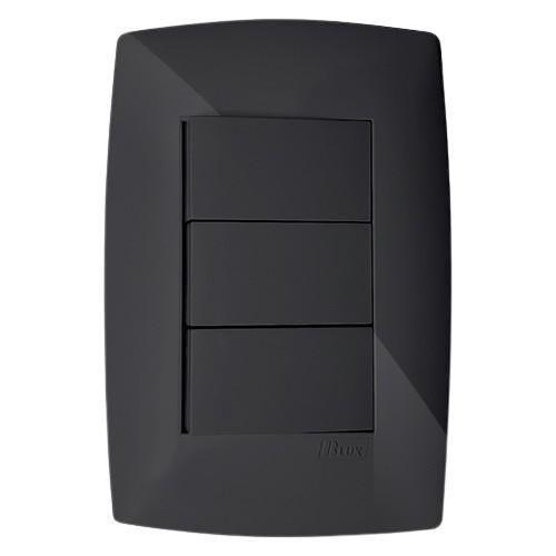 Imagem de Conjunto Interruptor Triplo Simples 4X2 - Blux Home Grafite