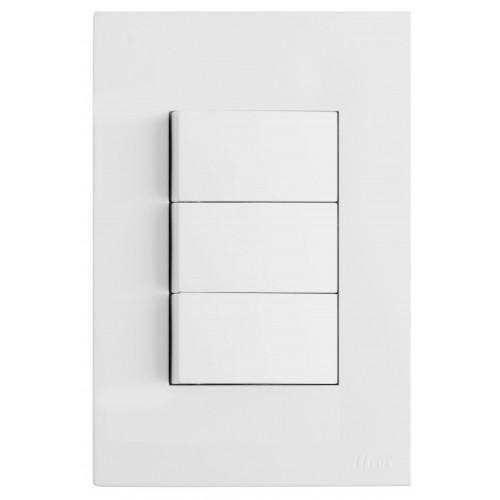 Imagem de Conjunto Interruptor Triplo Simples 4X2 Satin Brs12052-9Br