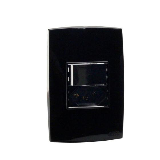 Imagem de Conjunto Interruptores Simples 10A 250V Tomada 2P+T 20A 250V - Preto Rubi - Force Line