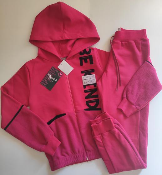 Imagem de Conjunto inverno menina jaqueta com capuz e calça em moletom