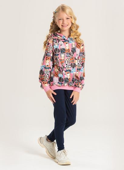 Imagem de Conjunto Inverno Menina Rosa Blusão com Capuz e Legging em Cotton Cachorrinhos