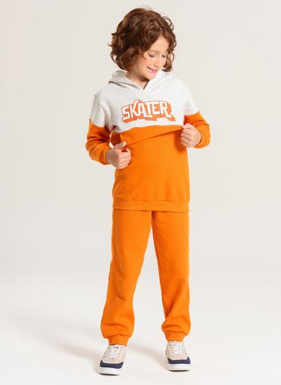 Imagem de Conjunto Inverno Menino Laranja Blusão com Capuz e Calça em Moletom Skater